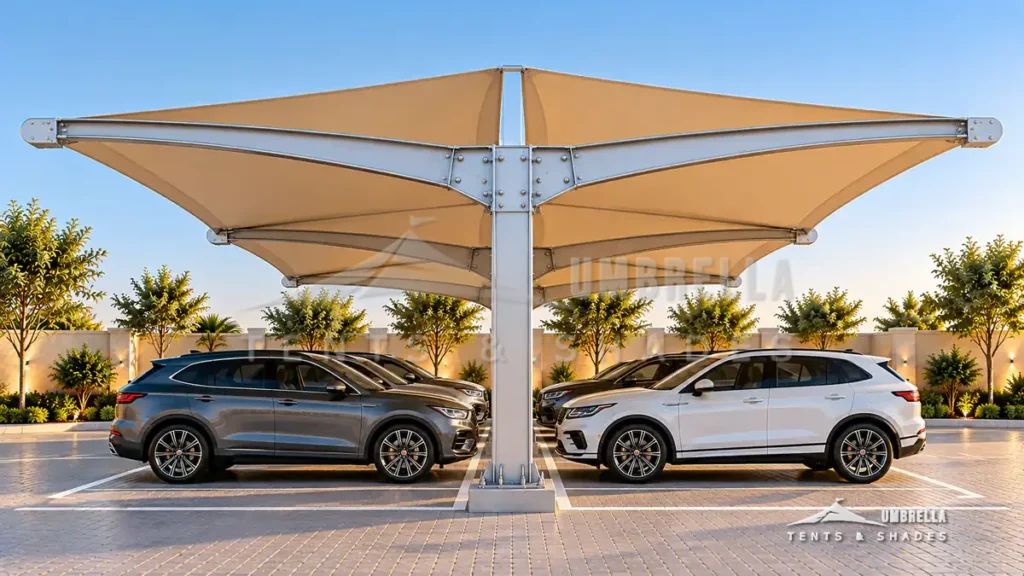Double Cantilever Car Parking Shades in Saudi Arabia by Umbrella Parking Shades — photo 2