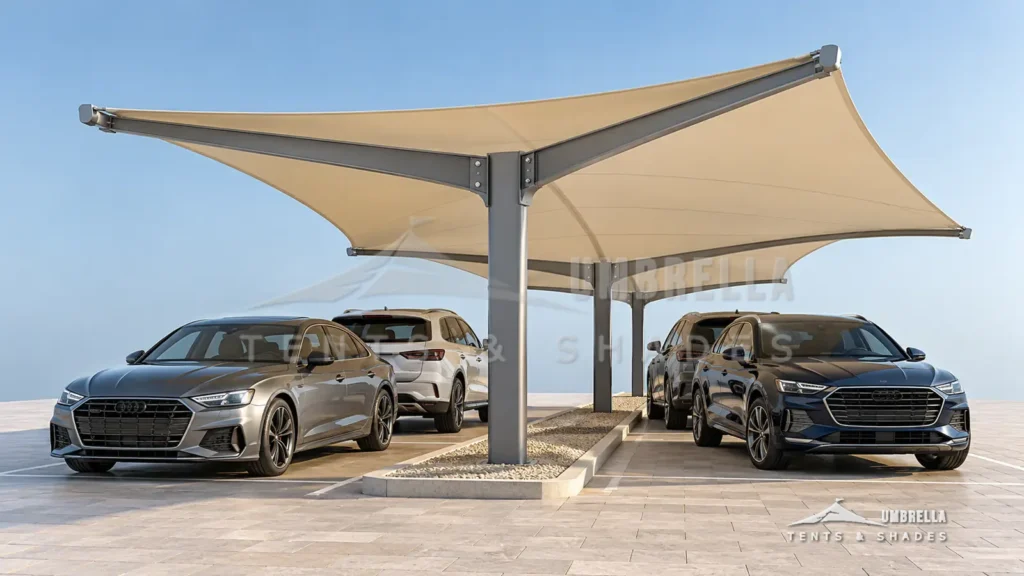 Double Cantilever Car Parking Shades in Saudi Arabia by Umbrella Parking Shades — photo 3