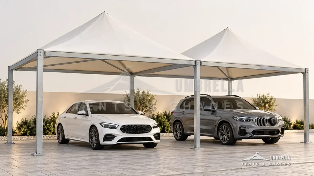 Pyramid Bottom Support Car Parking Shades in Saudi Arabia by Umbrella Parking Shades — photo 1