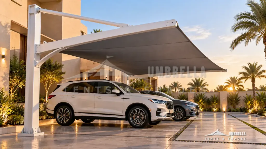 Single Cantilever Car Parking Shades in Saudi Arabia by Umbrella Parking Shades — photo 1